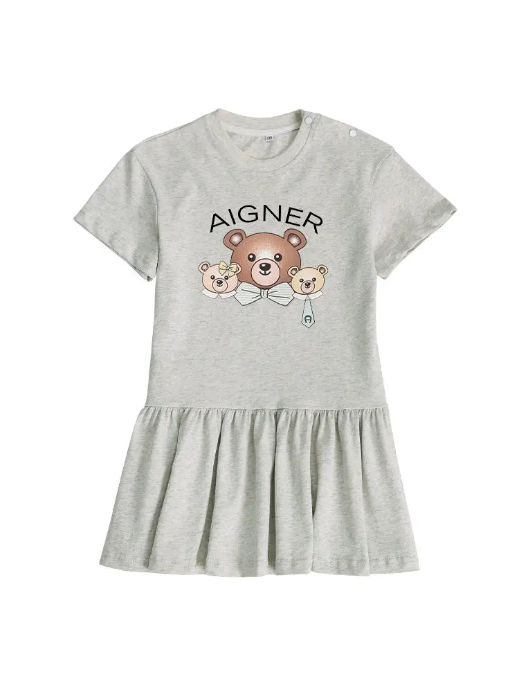 Cute Baby Girls Dress Summer 2025 Hot Sale New Half sleeve Casual Child Skirt Cartoon Bear Kids Princess Dress Holiday gifts