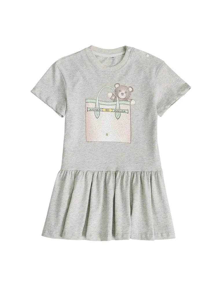 Cute Baby Girls Dress Summer 2025 Hot Sale New Half sleeve Casual Child Skirt Cartoon Bear Kids Princess Dress Holiday gifts