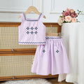 Children's Clothing Sets Floral Embroidery Sleeveless Top + Skirt 2pcs Kids Clothes Girls for 2 To 7 Years  Baby Girl Outfit Set